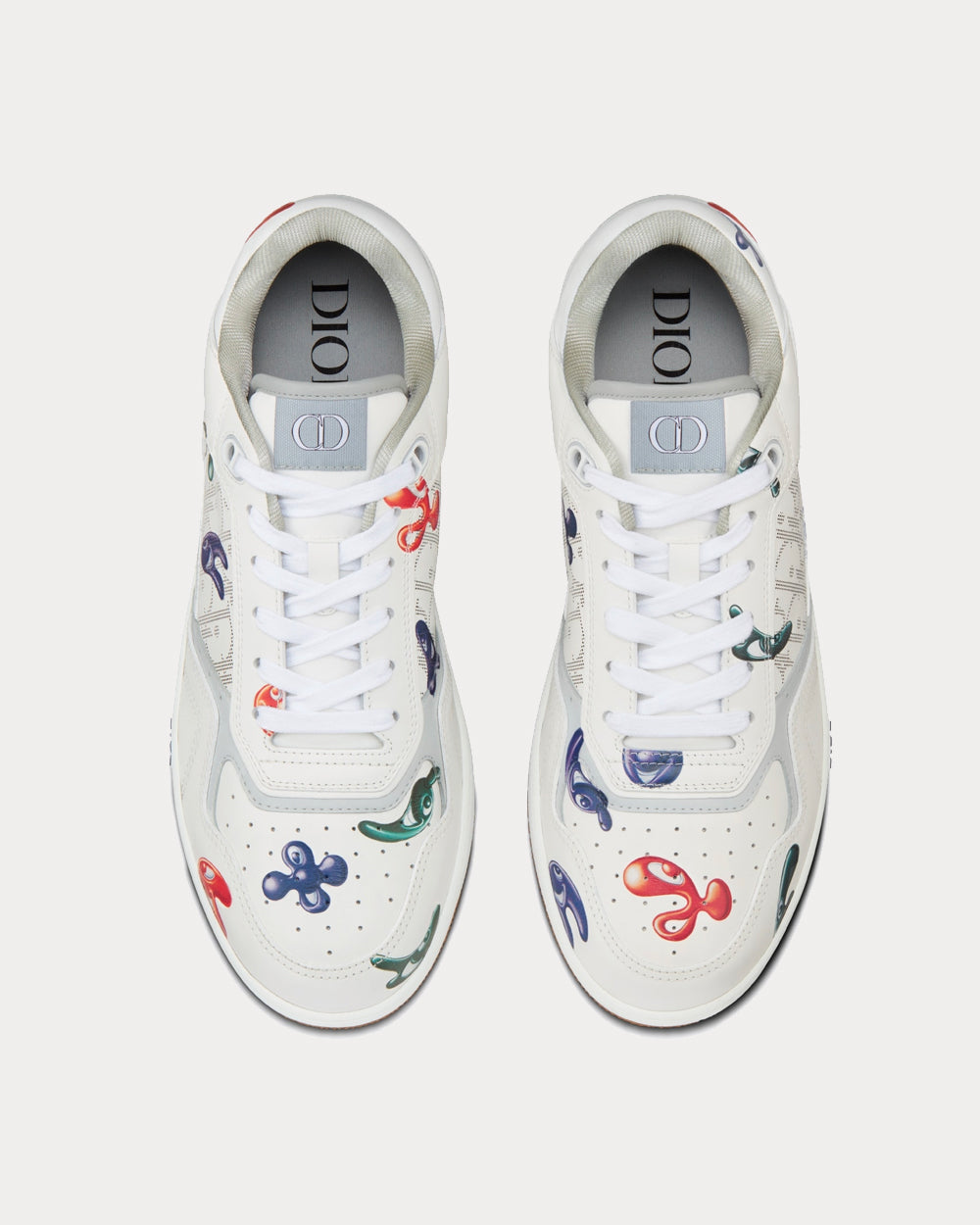 B27 White Smooth Calfskin with Printed Motif Low Top Sneakers