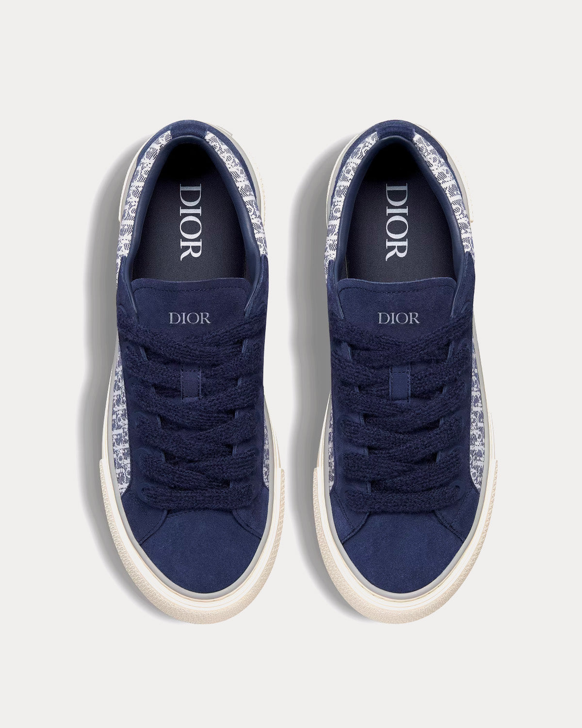 B33 Navy Blue Dior Oblique Jacquard and Suede Low Top Sneakers