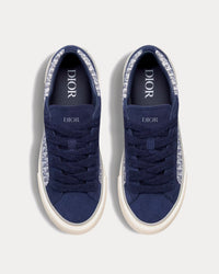 B33 Navy Blue Dior Oblique Jacquard and Suede Low Top Sneakers