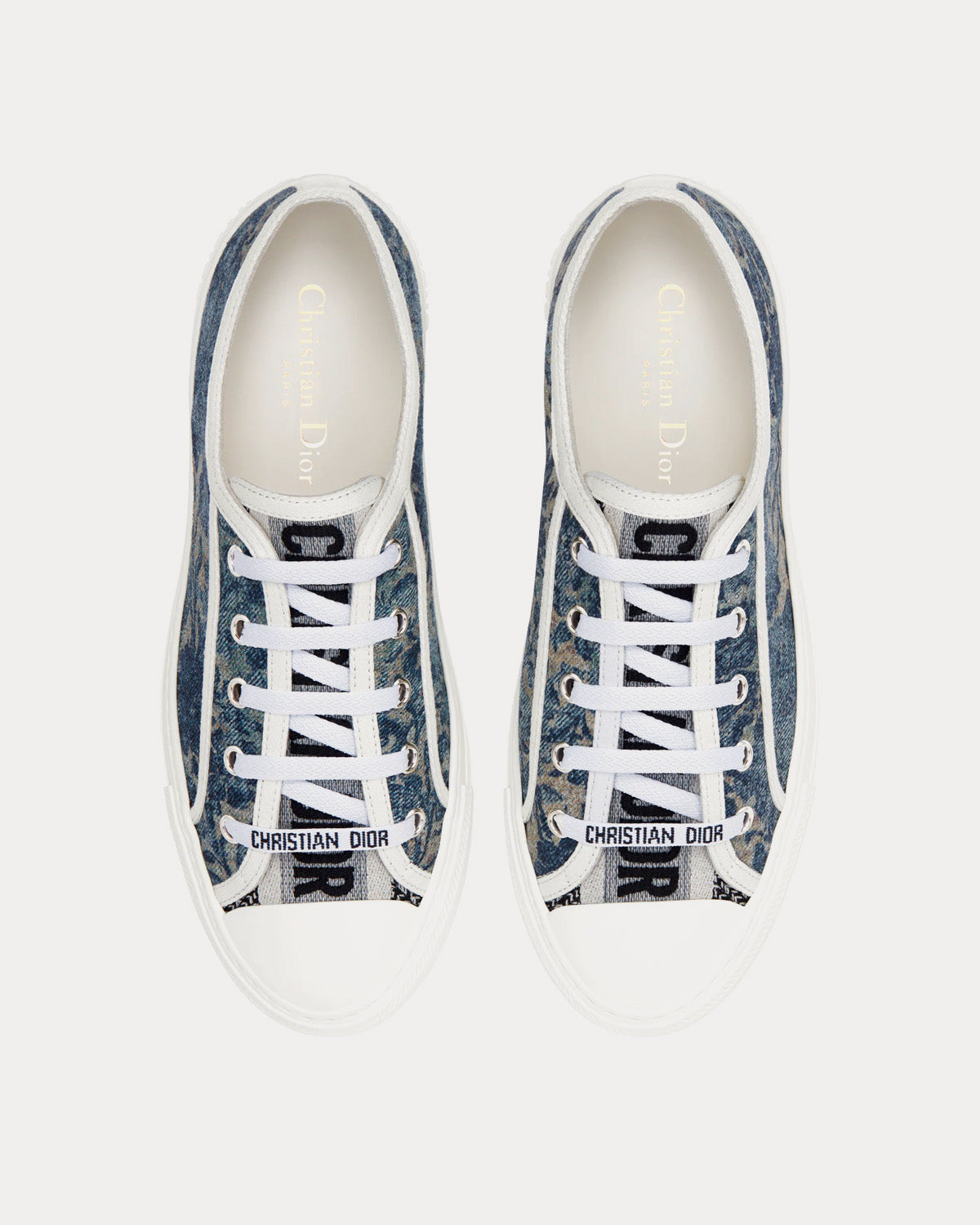 Walk'n'Dior Duck Blue Dior Brocart Embroidered Denim Low Top Sneakers