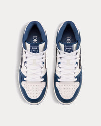 B57 Navy Blue and White Smooth Calfskin with Beige and Black Dior Oblique Jacquard Mid Top Sneakers