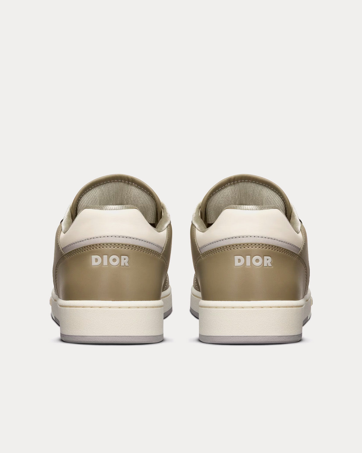 B27 Khaki and Cream Smooth Calfskin with Cream Dior Oblique Galaxy Leather Low Top Sneakers