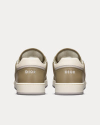 B27 Khaki and Cream Smooth Calfskin with Cream Dior Oblique Galaxy Leather Low Top Sneakers