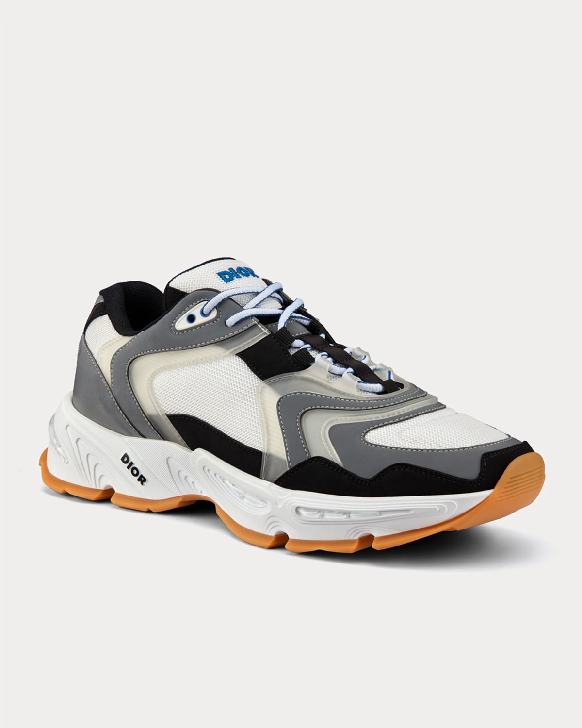 CD1 White Mesh and Gray and Black Technical Fabric Running Trainers