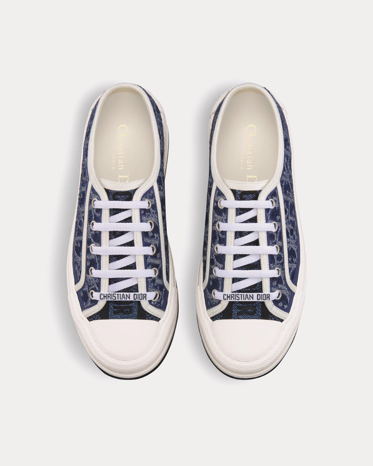 Walk'n'Dior Platform Blue Stonewashed-Effect Cotton Denim Embroidered with Dior Oblique Motif Low Top Sneakers