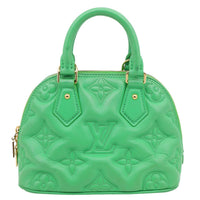 LOUIS VUITTON Alma Soft BB Bubblegram Quilted Leather Satchel Crossbody Bag Green