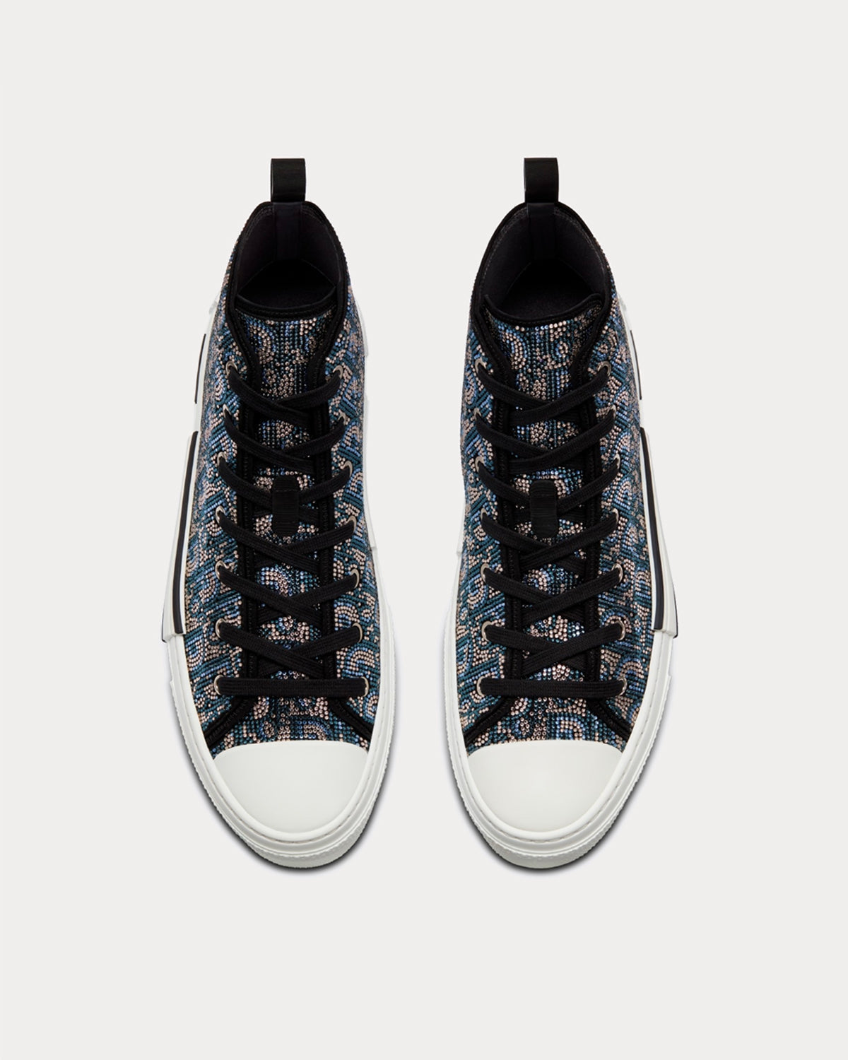 B23 Beige and Blue Dior Oblique Strass High Top Sneakers