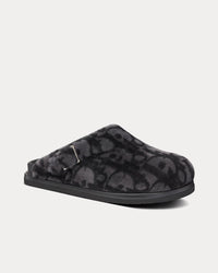 Aqua Dior Gray Dior Oblique Shearling Mules