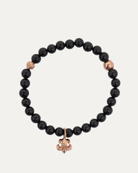 Small Gold Onyx Fleur Bead Bracelet