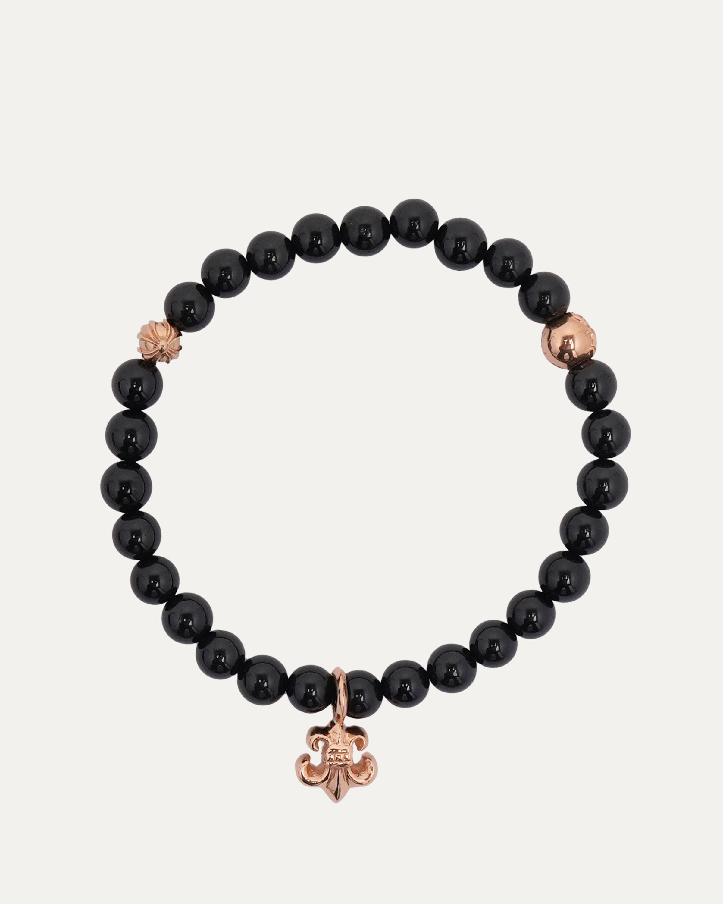 Small Gold Onyx Fleur Bead Bracelet