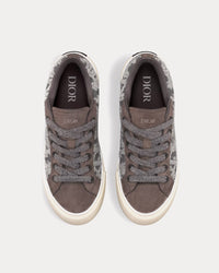 B33 Gray Suede and Gray Dior Oblique Embroidered Wool Felt Low Top Sneakers
