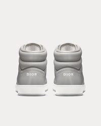 B27 Dior Gray Smooth Calfskin and CD Diamond Canvas High Top Sneakers
