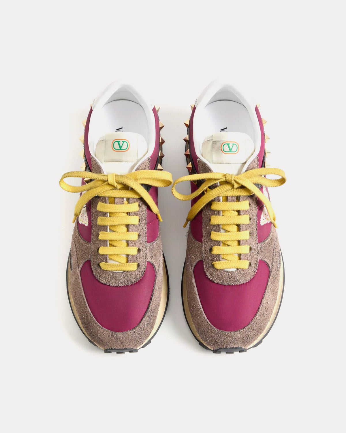 Butterfly Embroidered Leather & Nylon Low Top Sneakers