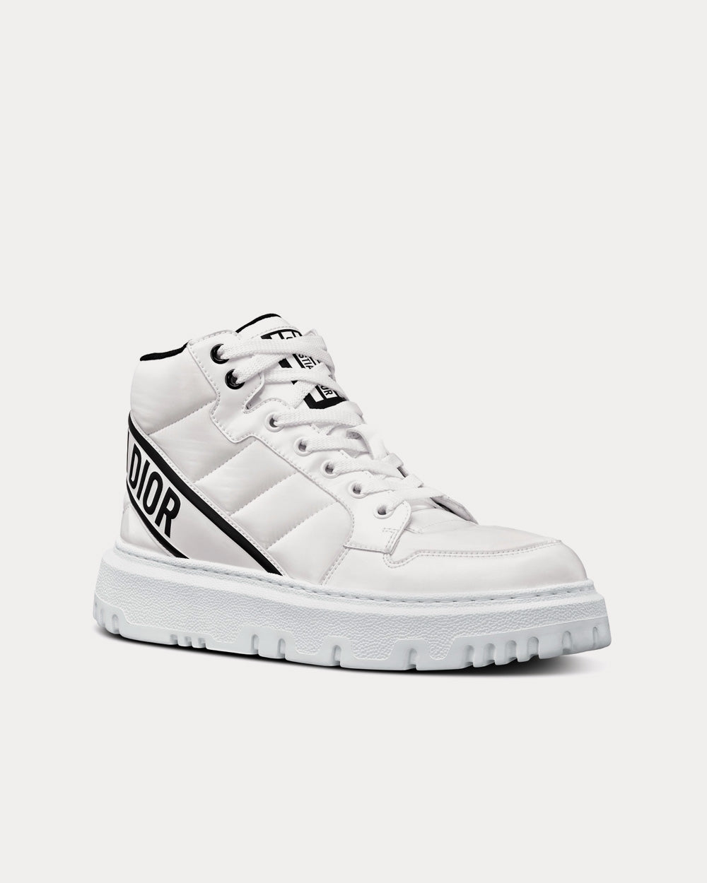 D-Player White and Black Quilted Nylon Top Sneakers