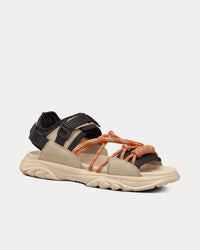 H-Town Black Technical Fabric and Natural Nubuck Calfskin Sandals