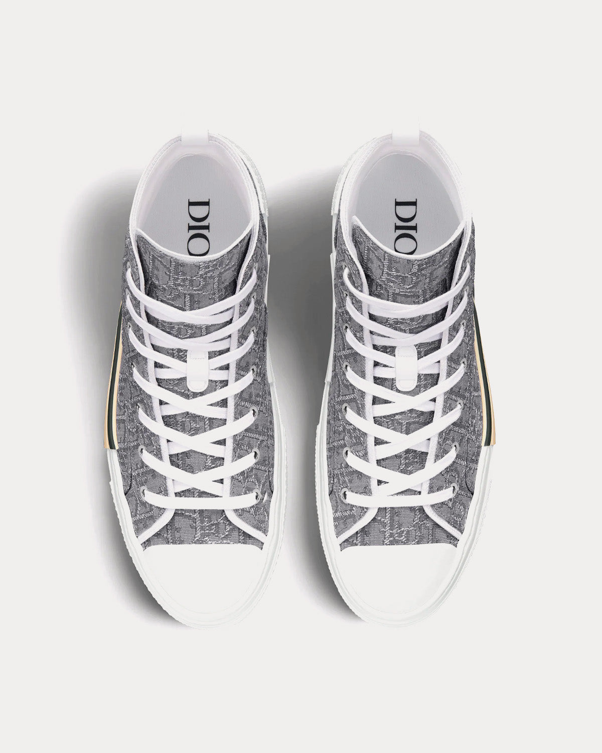 B23 Dior Oblique Jacquard and Ruthenium-Tone Metallic Thread High Top Sneakers