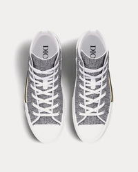 B23 Dior Oblique Jacquard and Ruthenium-Tone Metallic Thread High Top Sneakers