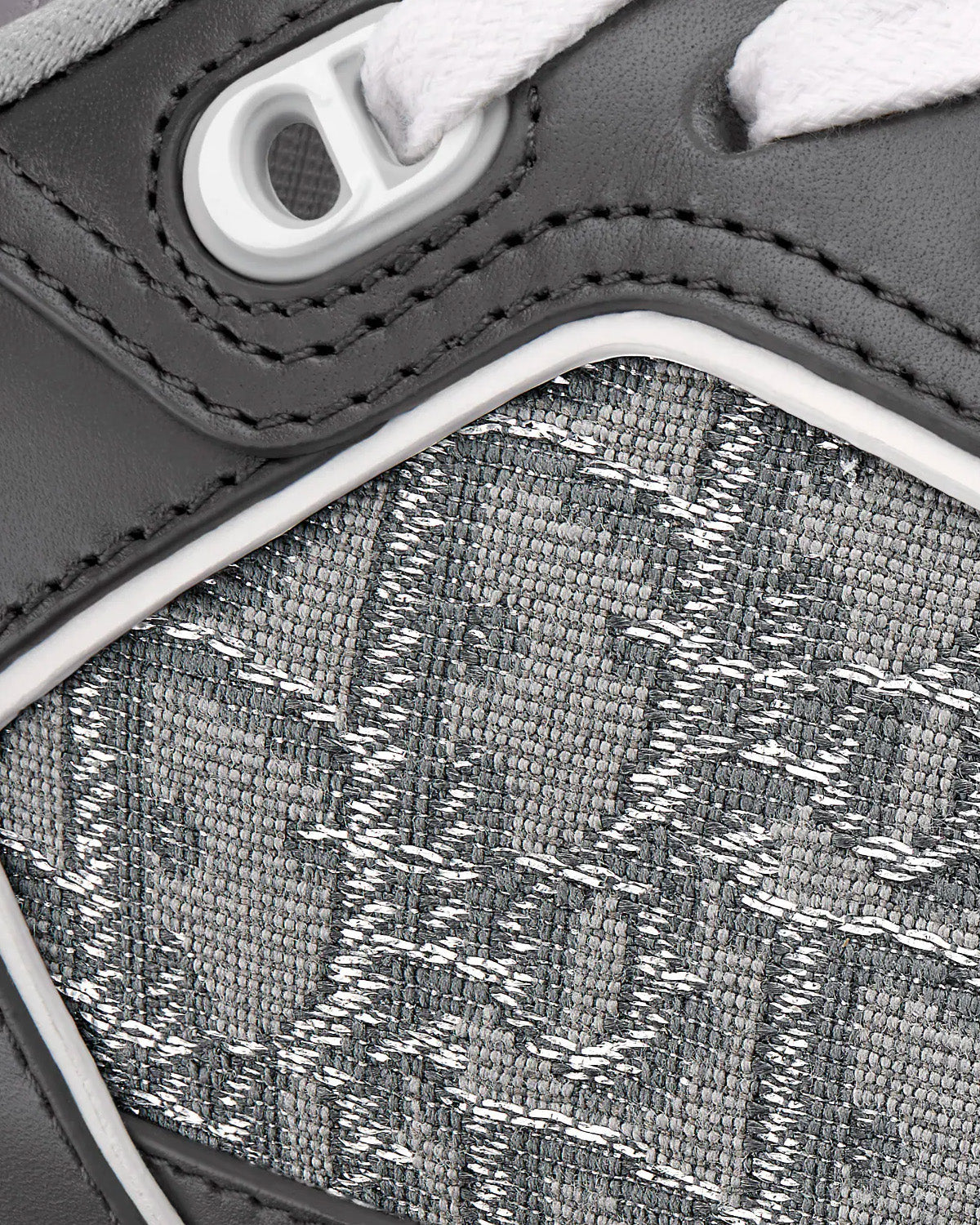 B27 Anthracite Gray and White Smooth Calfskin with Dior Oblique Jacquard with Ruthenium-Tone Metallic Thread Low Top Sneakers