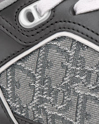B27 Anthracite Gray and White Smooth Calfskin with Dior Oblique Jacquard with Ruthenium-Tone Metallic Thread Low Top Sneakers
