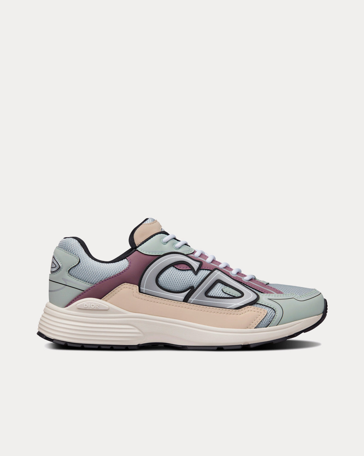 B30 Gray Mesh with Light Green, Beige and Lavender Technical Fabric Low Top Sneakers