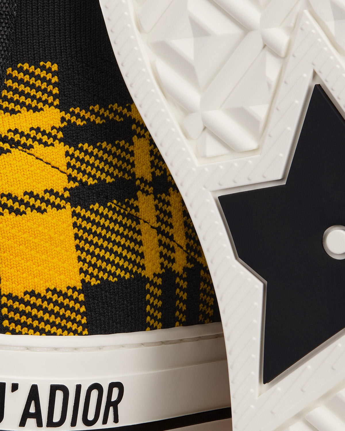 Walk'n'Dior Yellow and Black Check'n'Dior Technical Mesh High Top Sneakers