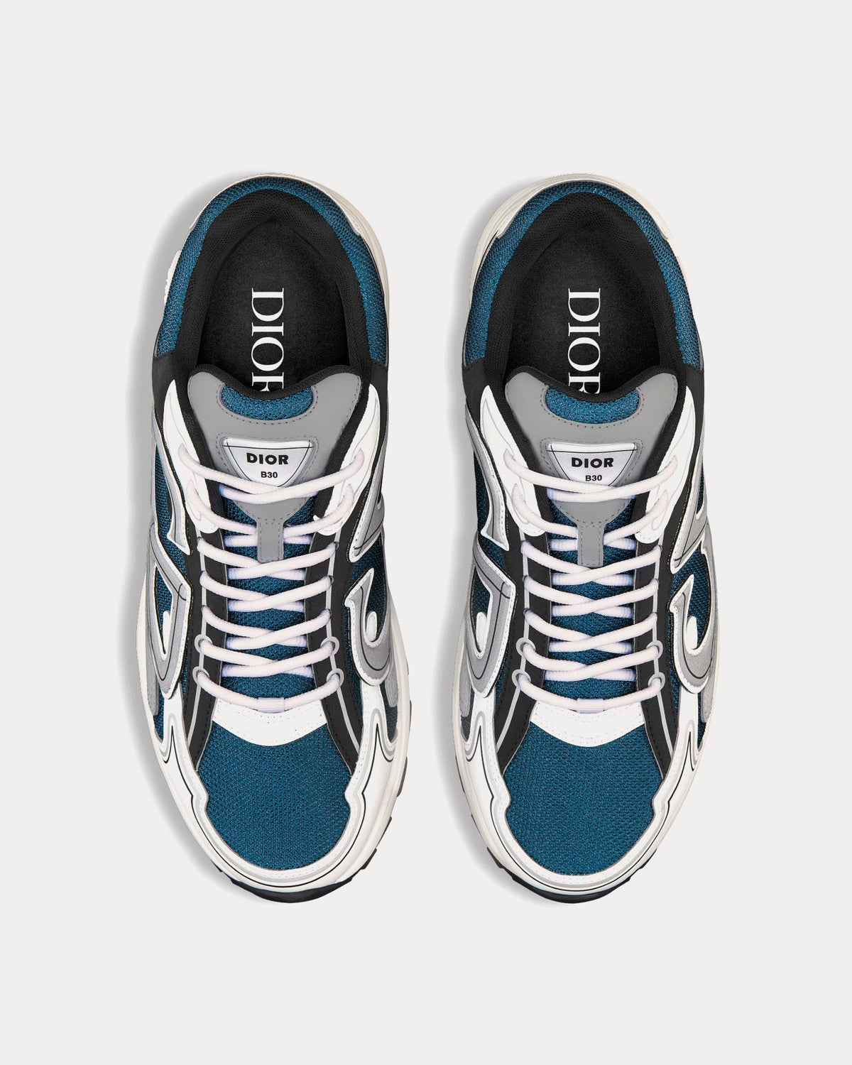 B30 Blue Mesh and White, Gray and Black Technical Fabric Low Top Sneakers