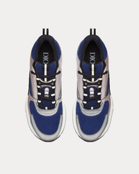 B22 Blue Technical Mesh and Silver-Tone Smooth Calfskin Low Top Sneakers