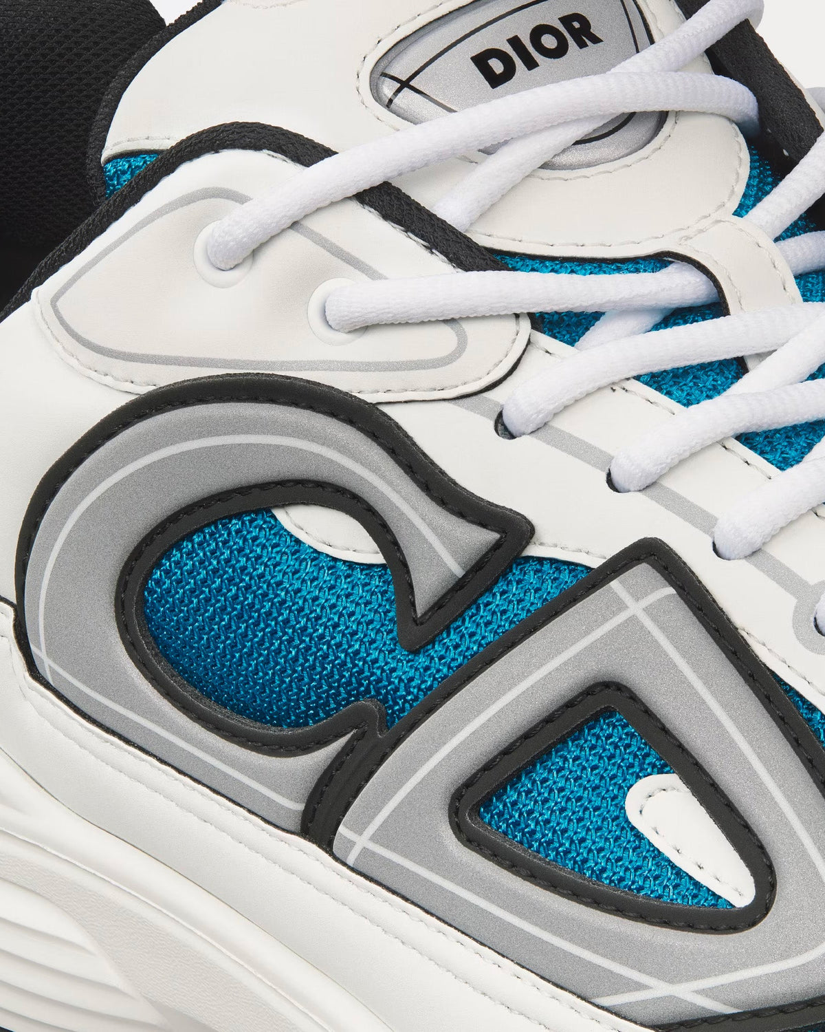B30 Blue Mesh and White Technical Fabric Low Top Sneakers