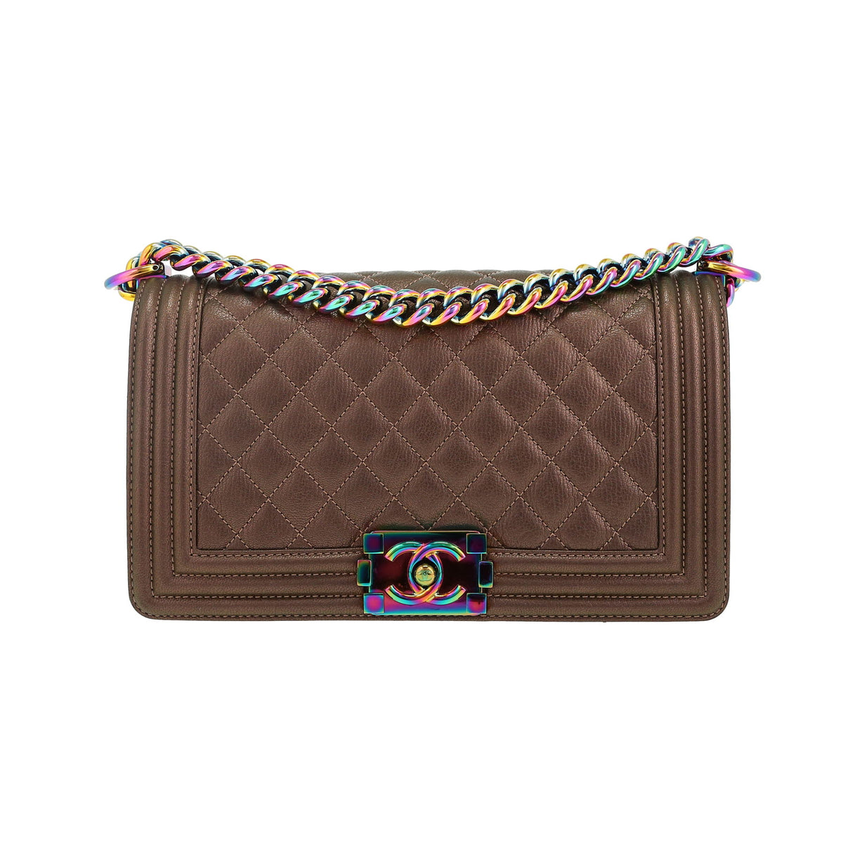 Boy shoulder bag in golden brown quilted leather