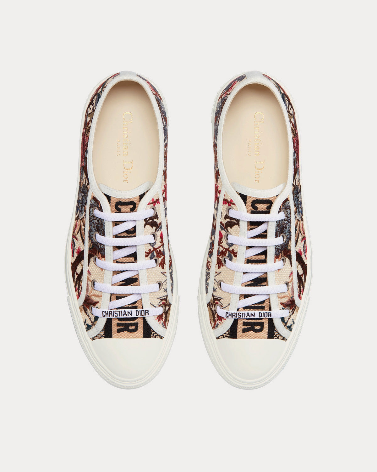 Walk'n'Dior White Multicolor Dior Jardin d'Hiver Embroidered Cotton Low Top Sneakers
