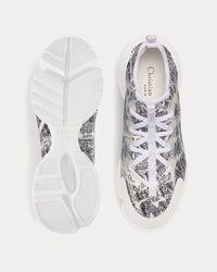 D-Connect Black and White Technical Fabric with Plan de Paris Print Low Top Sneakers
