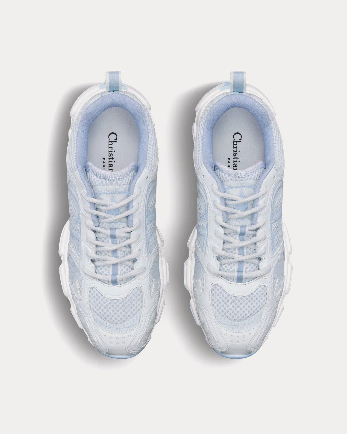 Chrono Mesh & Leather-Effect Panels White / Light Blue Low Top Sneakers