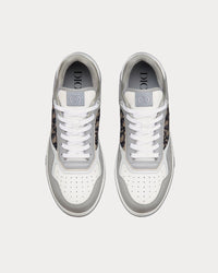 B27 Gray and White Smooth Calfskin with Beige and Black Dior Oblique Jacquard Low Top Sneakers