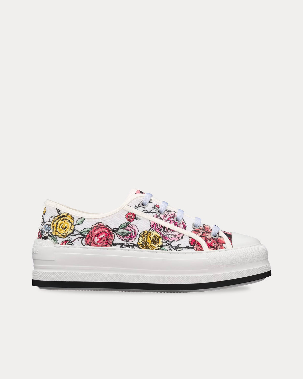 Walk'n'Dior Platform White Multicolor Florilegio Embroidered Cotton Low Top Sneakers