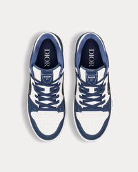 B57 Navy Blue and White Smooth Calfskin with Beige and Black Dior Oblique Jacquard Low Top Sneakers