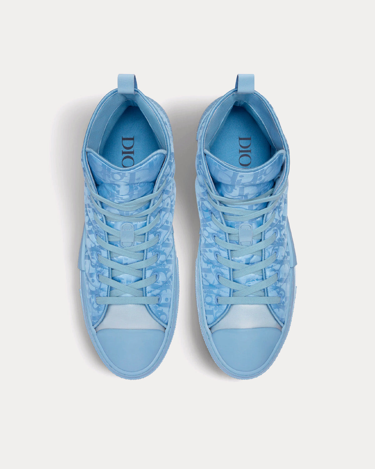 B23 Blue Dior Oblique Mirage Quilted Technical Fabric with Swirl Motif High Top Sneakers