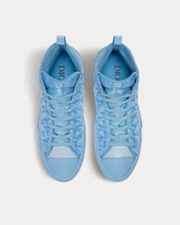 B23 Blue Dior Oblique Mirage Quilted Technical Fabric with Swirl Motif High Top Sneakers