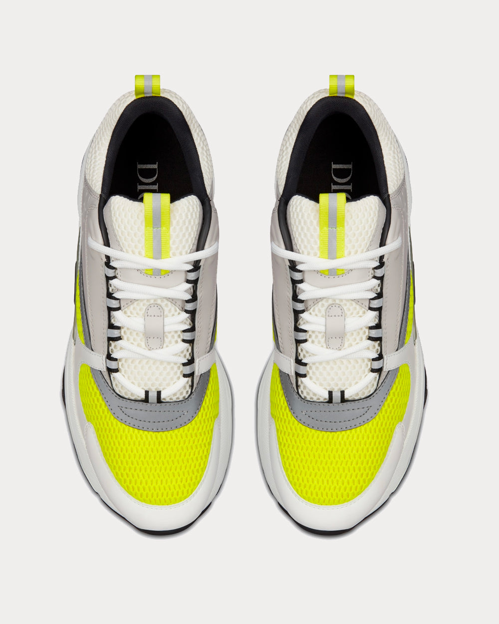 B22 White and Yellow Technical Mesh with Beige and White Smooth Calfskin Low Top Sneakers
