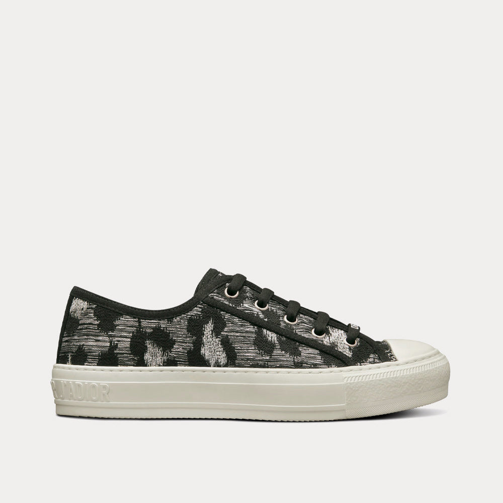Walk'n'Dior Gray Mizza Embroidered Cotton and Metallic Thread Low Top Sneakers
