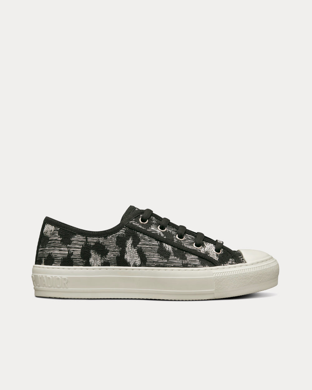 Walk'n'Dior Gray Mizza Embroidered Cotton and Metallic Thread Low Top Sneakers