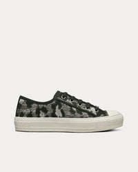 Walk'n'Dior Gray Mizza Embroidered Cotton and Metallic Thread Low Top Sneakers