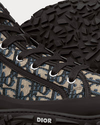B28 Beige and Black Dior Oblique Jacquard and Black Rubber High Top Sneakers
