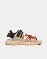 H-Town Black Technical Fabric and Natural Nubuck Calfskin Sandals
