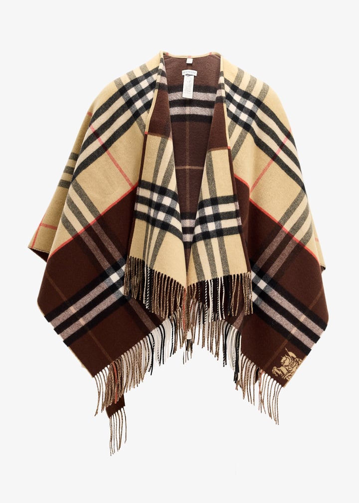 Luxury Contrast Check Wool Cape