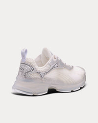 Vibe White Mesh and Silver-Tone Leather Low Top Sneakers