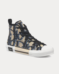 B23 Beige and Black Maxi Dior Oblique Jacquard High Top Sneakers