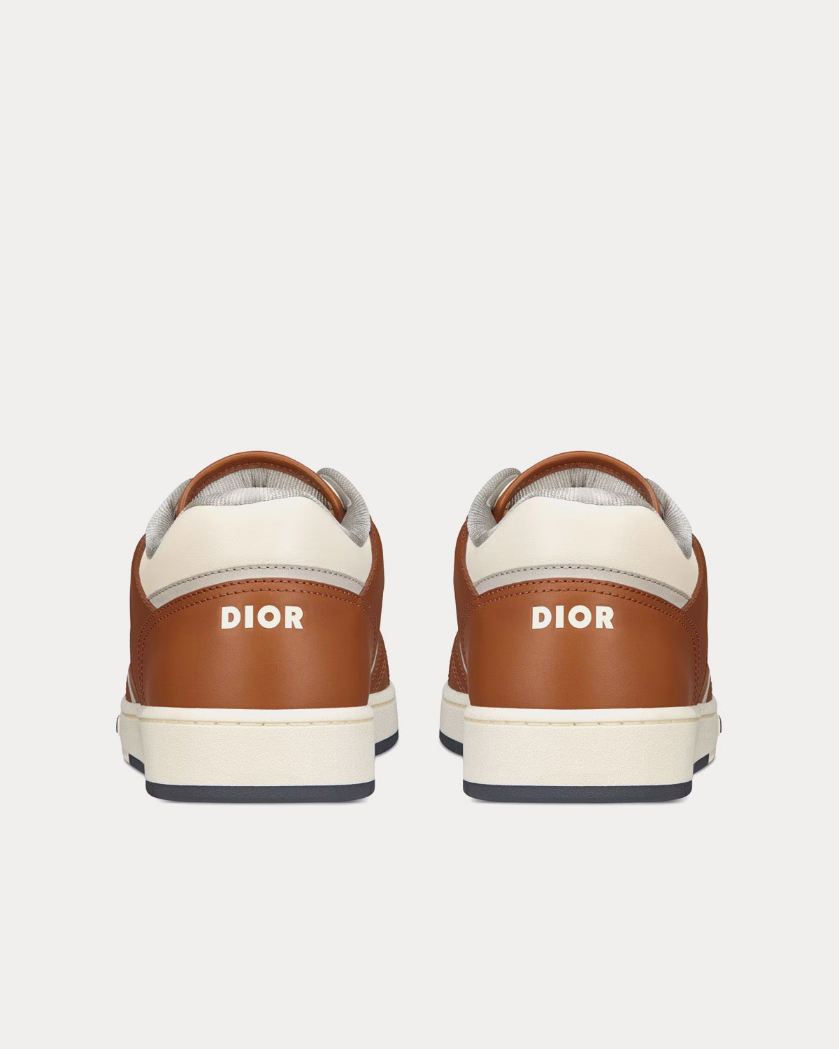 B27 Brown and Cream Smooth Calfskin with Beige and Black Dior Oblique Jacquard Low Top Sneakers