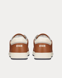 B27 Brown and Cream Smooth Calfskin with Beige and Black Dior Oblique Jacquard Low Top Sneakers