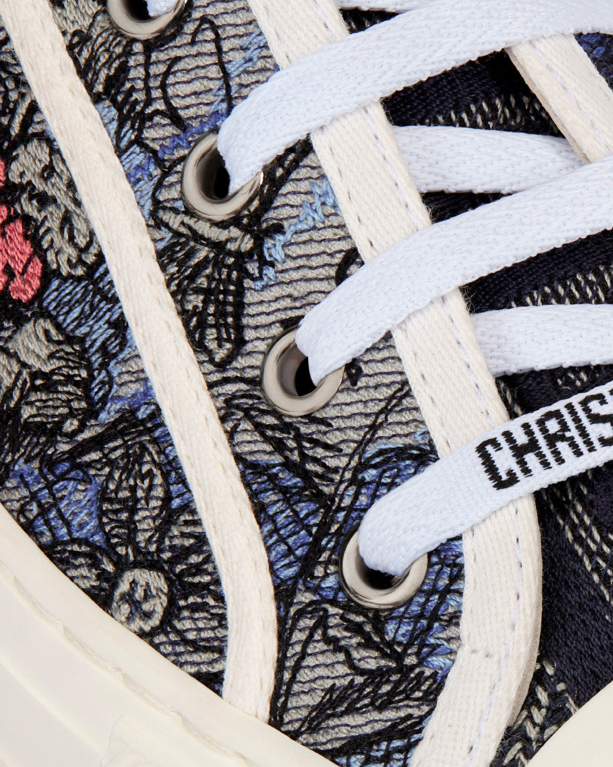 Walk'n'Dior Blue Multicolor Cotton with Dior Jardin Magique Embroidery Low Top Sneakers