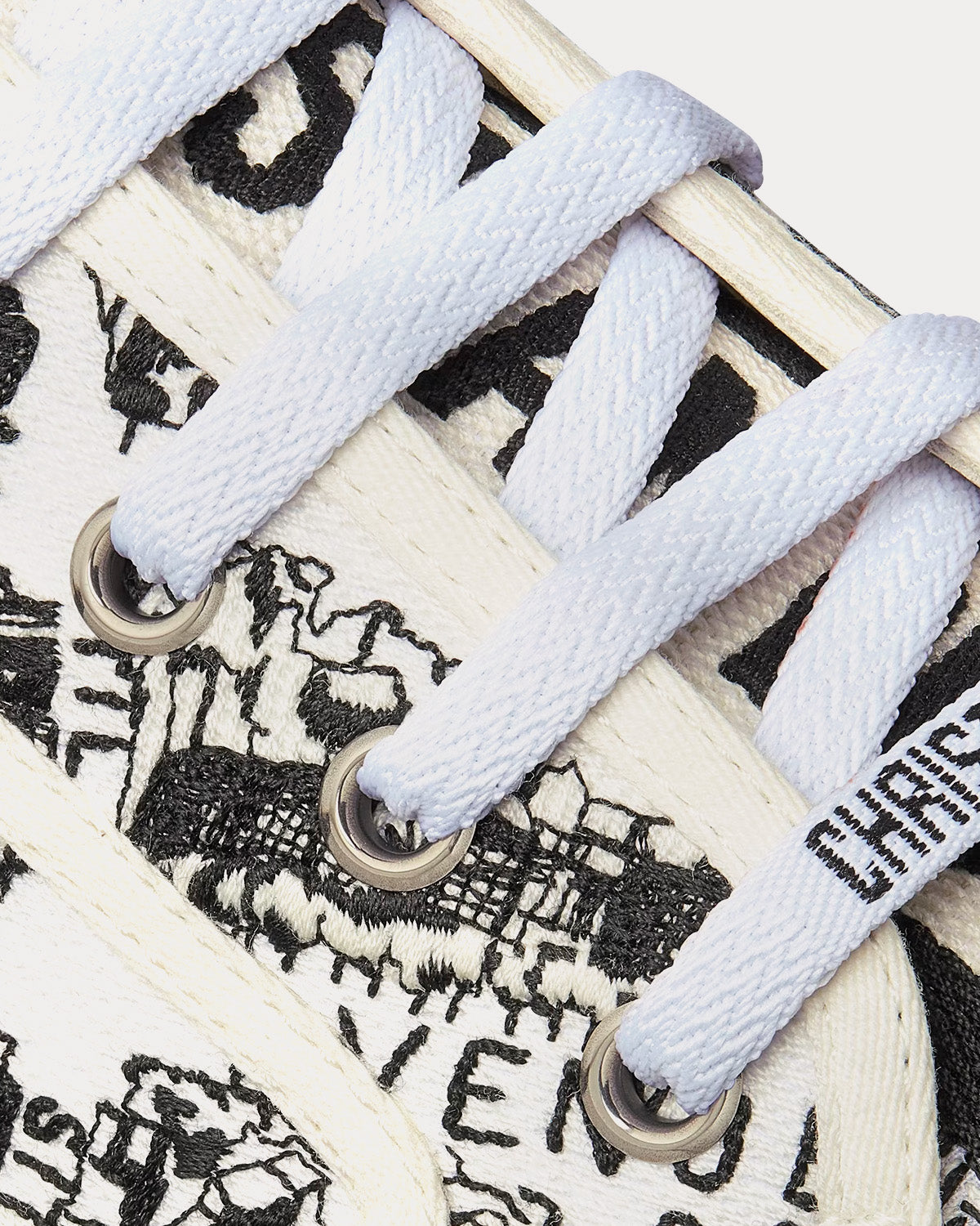 Walk'n'Dior Platform White and Black Cotton Embroidered with Plan de Paris Motif Low Top Sneakers